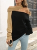 Pull en Blocs de Couleurs à Col Convertible S Noir