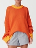 Pull en Blocs de Couleurs à Col Rond de Grande Taille M Orange
