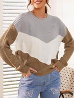 Pull en Blocs de Couleurs à Goutte Epaule L