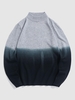 Pull en Couleur Ombrée à Col Montant L Bleu
