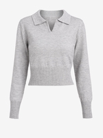 Pull en Couleur Unie à Col Roulé à Ourlet Côtelé S Gris