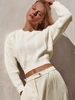 Pull en Tricot à Câble à Col Rond M Blanc