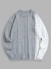 Pull en Tricot à Câble en Blocs de Couleurs Design M Gris clair