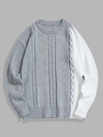 Pull en Tricot à Câble en Blocs de Couleurs Design Xl Gris clair