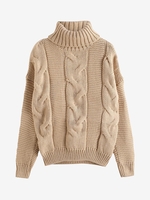 Pull en Tricot à Col Roulé M Café lumière