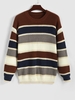 Pull en Tricot Rayé en Blocs de Couleurs M Café
