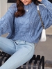Pull Epais en Tricot à Câble Surdimensionné Maille Taille unique Bleu