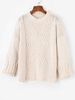 Pull Fendu en Tricot à Câble à Goutte Epaule Taille unique Blanc