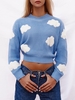 Pull Fourré Nuage à Goutte Epaule en Maille M Bleu