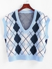 Pull-Gilet Losange Surdimensionné M Bleu clair