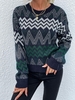 Pull Géométrique Zigzag Graphique à Col Rond S