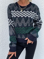 Pull Géométrique Zigzag Graphique à Col Rond S