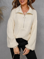 Pull Goutte Epaule à Demi-zip S Blanc