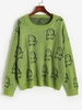 Pull Graphique à Col Rond Surdimensionné M Vert clair