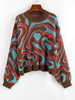 Pull Graphique Abstrait à Goutte Epaule S