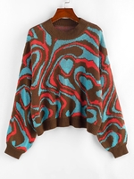 Pull Graphique Abstrait à Goutte Epaule S