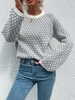 Pull Graphique Diamant à Manches Raglan à Col Rond L Blanc