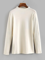 Pull Jersey Ourlet Roulé à Col Montant Taille unique Blanc