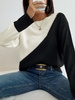 Pull Lâche Bicolore à Col Rond M Multi a