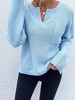 Pull Lâche Haut Bas à Fente Latérale Maille S Bleu clair