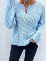 Pull Lâche Haut Bas à Fente Latérale Maille S Bleu clair