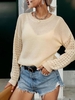 Pull Lâche Pointelle en Tricot à Col Rond M Café lumière