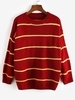 Pull Lâche Rayé à Goutte Epaule Taille unique Rouge