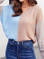Pull Léopard Bicolore à Goutte Epaule M Bleu