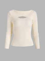 Pull Maigre Côtelé Tordu à Col Roulé Taille unique Café lumière