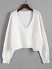 Pull Maille Asymétrique Surdimensionné à Ourlet Cranté M Blanc