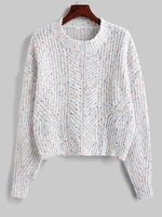 Pull Maille Chiné Coloré à Goutte Epaule à Col Rond M