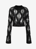 Pull Maille Court Déchiré Evidé en Tricot S Noir