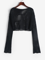 Pull Maille Court Découpé Transparent S Noir