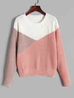 Pull Maille en Blocs de Couleurs à Col Rond M