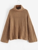 Pull Maille Epais Goutte Epaule à Col Roulé au Dos Taille unique Café