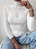 Pull Mince Simple à Col Montant Maille Taille unique Blanc