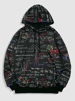 Pull-over à Capuche à Motif Mathématique L Noir