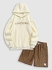 Pull-over à Capuche en Velours Côtelé Brillant et Short avec Cordon de Serrage Taille unique Multi a