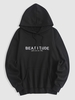 Pull-over à Capuche Unique à Imprimé Slogan Doublée en Molleton du Streetwear L Noir