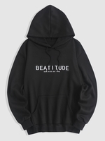 Pull-over à Capuche Unique à Imprimé Slogan Doublée en Molleton du Streetwear L Noir
