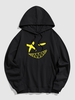 Pull-over Capuche à Poches Kangourou à Imprimé Dessin Animé Esthétique Y2K L Noir