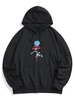 Pull-over Capuche à Poches Kangourou et Motif Floral 2xl Noir