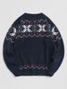 Pull-over Tricoté à Col Ras du Cou et à Motif Géométrique Maille L Bleu profond