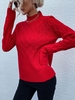 Pull-over Tricoté Jacquard Col Montant S Rouge