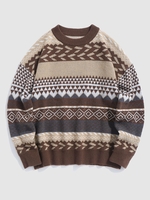 Pull Ras du Cou à Motif Ethnique L Café