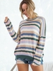 Pull Rayé Coloré en Tricot à Ourlet Ondulé M