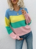 Pull Rayé en Blocs de Couleurs à Goutte Epaule M