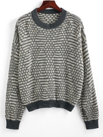 Pull Rayé en Tricot à Goutte Epaule M Gris