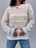 Pull Rayé Floral à Col Rond M
