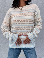 Pull Rayé Floral à Col Rond M